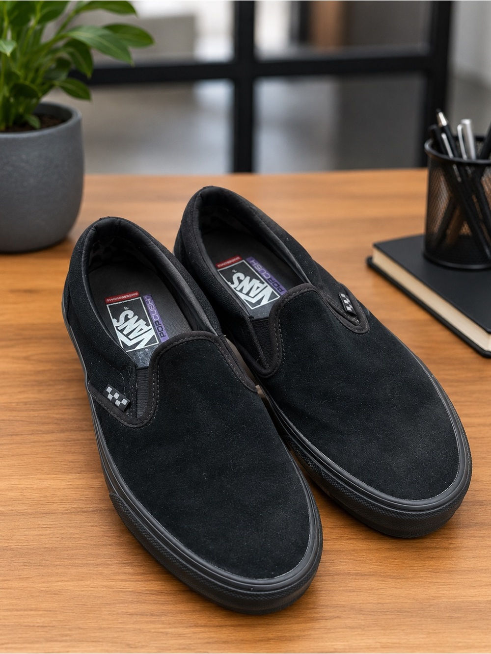 Vans Black Suede Slip-On Loafers for Men